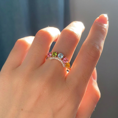 Rainbow Crown Tourmaline Ring