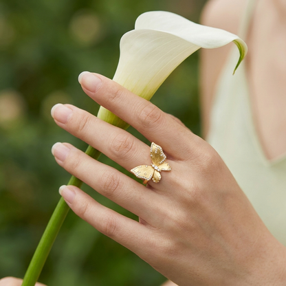 Butterfly Reverie Gold Vermeil Necklace and Ring Jewelry Set