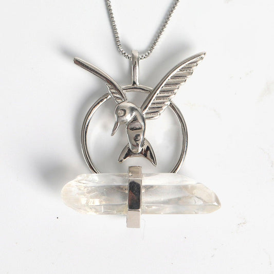 Hummingbird Clear Quartz Crystal Necklace - ORMIRO