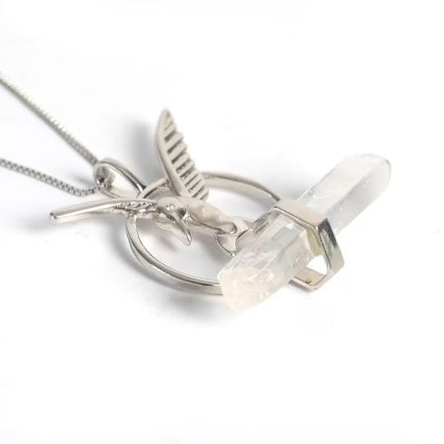 Hummingbird Clear Quartz Crystal Necklace - ORMIRO