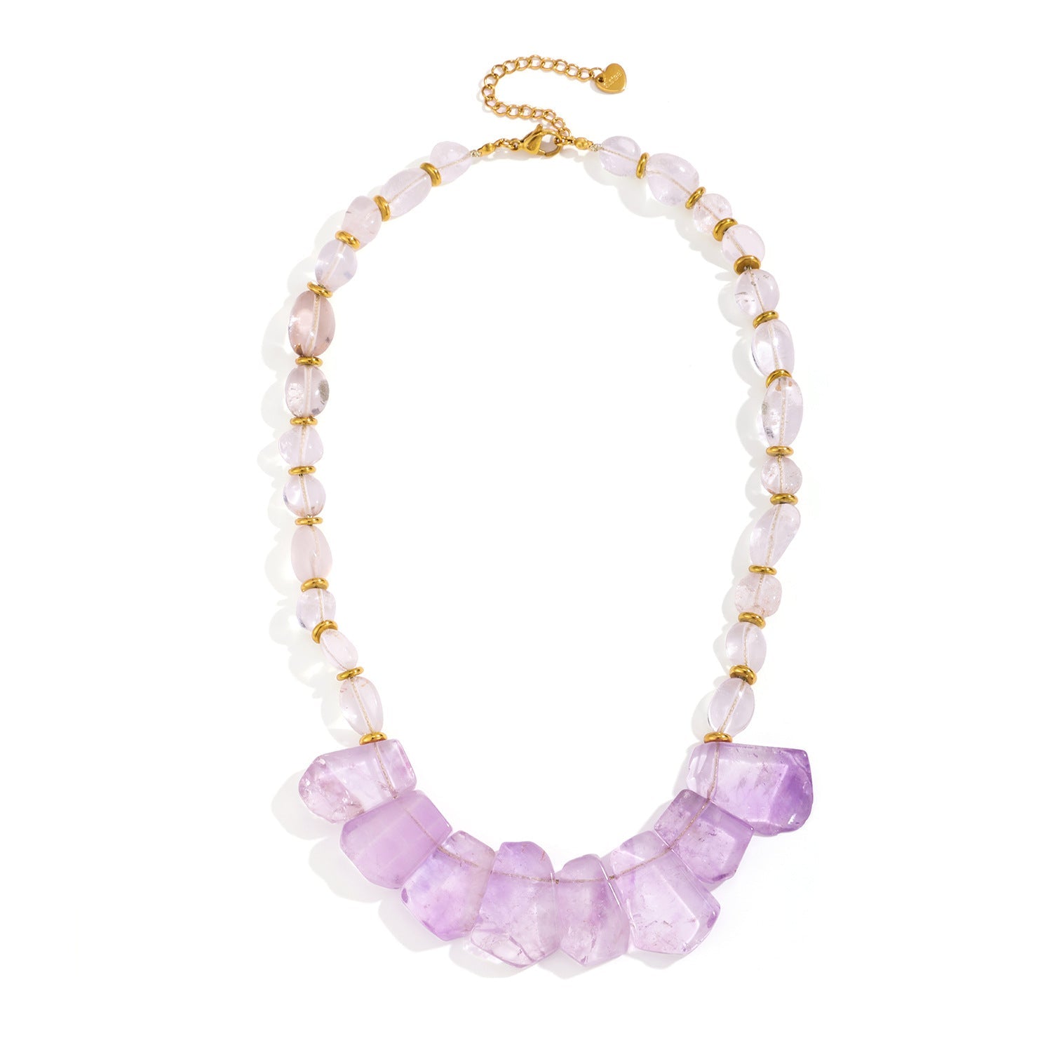 Ibiza Amethyst & Clear Quartz Beaded Statement Necklace - ORMIRO