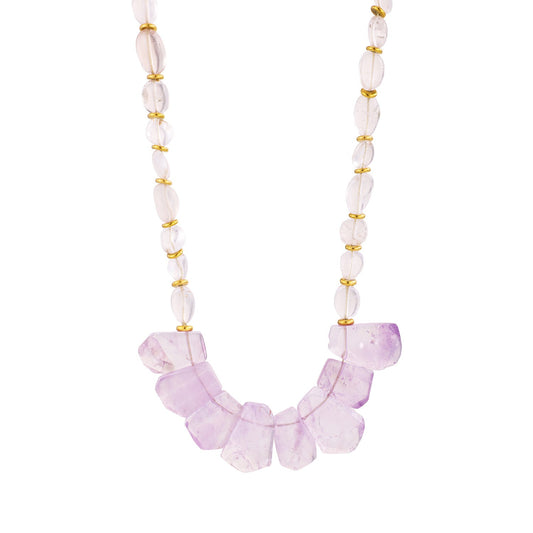 Ibiza Amethyst & Clear Quartz Beaded Statement Necklace - ORMIRO