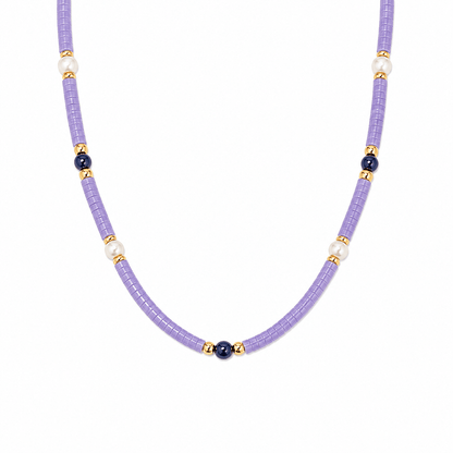 Iris Agate, Lapis Lazuli & Pearl Necklace - ORMIRO