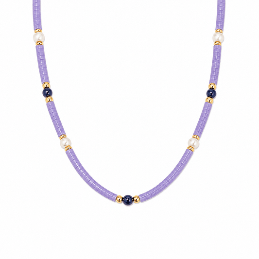 Iris Agate, Lapis Lazuli & Pearl Necklace - ORMIRO
