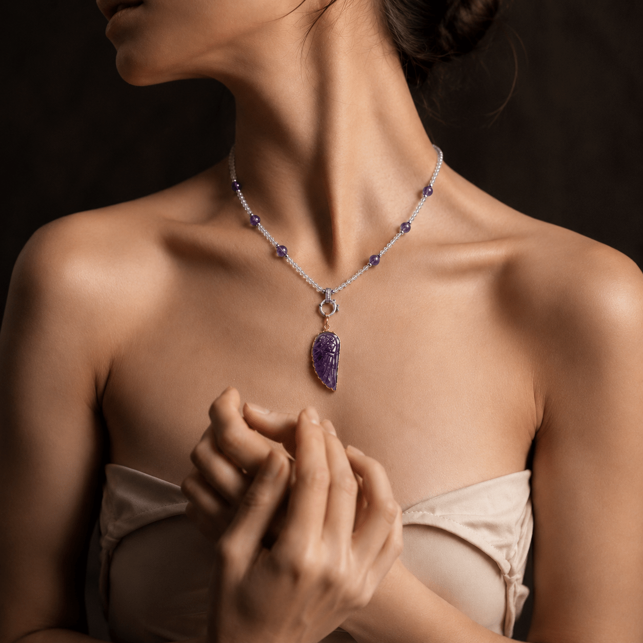 Lilith Amethyst Wing Necklace - ORMIRO