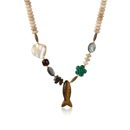 Lucky Fish Mixed Stone Necklace - ORMIRO