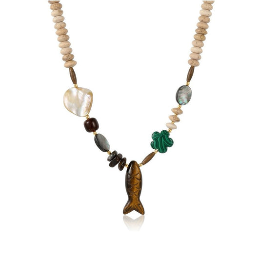 Lucky Fish Mixed Stone Necklace - ORMIRO