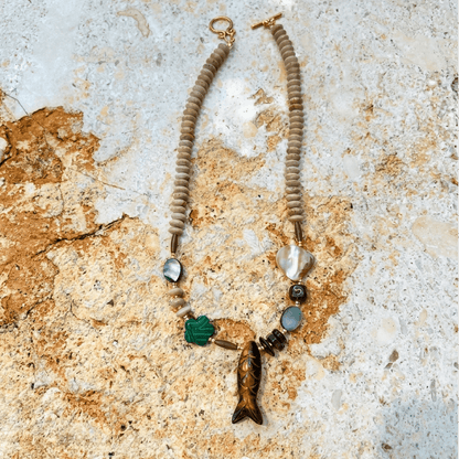 Lucky Fish Mixed Stone Necklace - ORMIRO