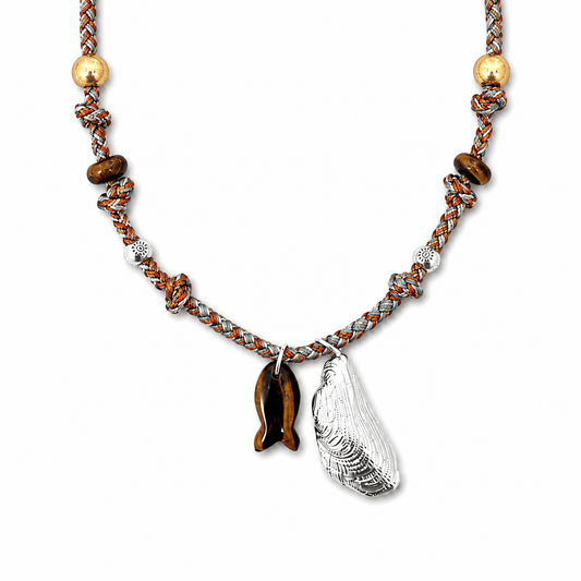 Maui Tiger Eye Fish Cord Necklace - ORMIRO