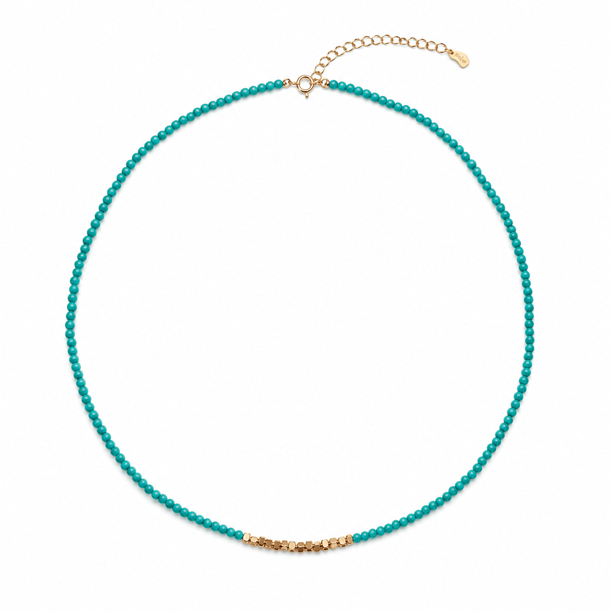 Mayan Turqouise & Golden Nugget Beaded Necklace - ORMIRO