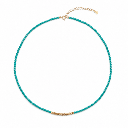 Mayan Turqouise & Golden Nugget Beaded Necklace - ORMIRO