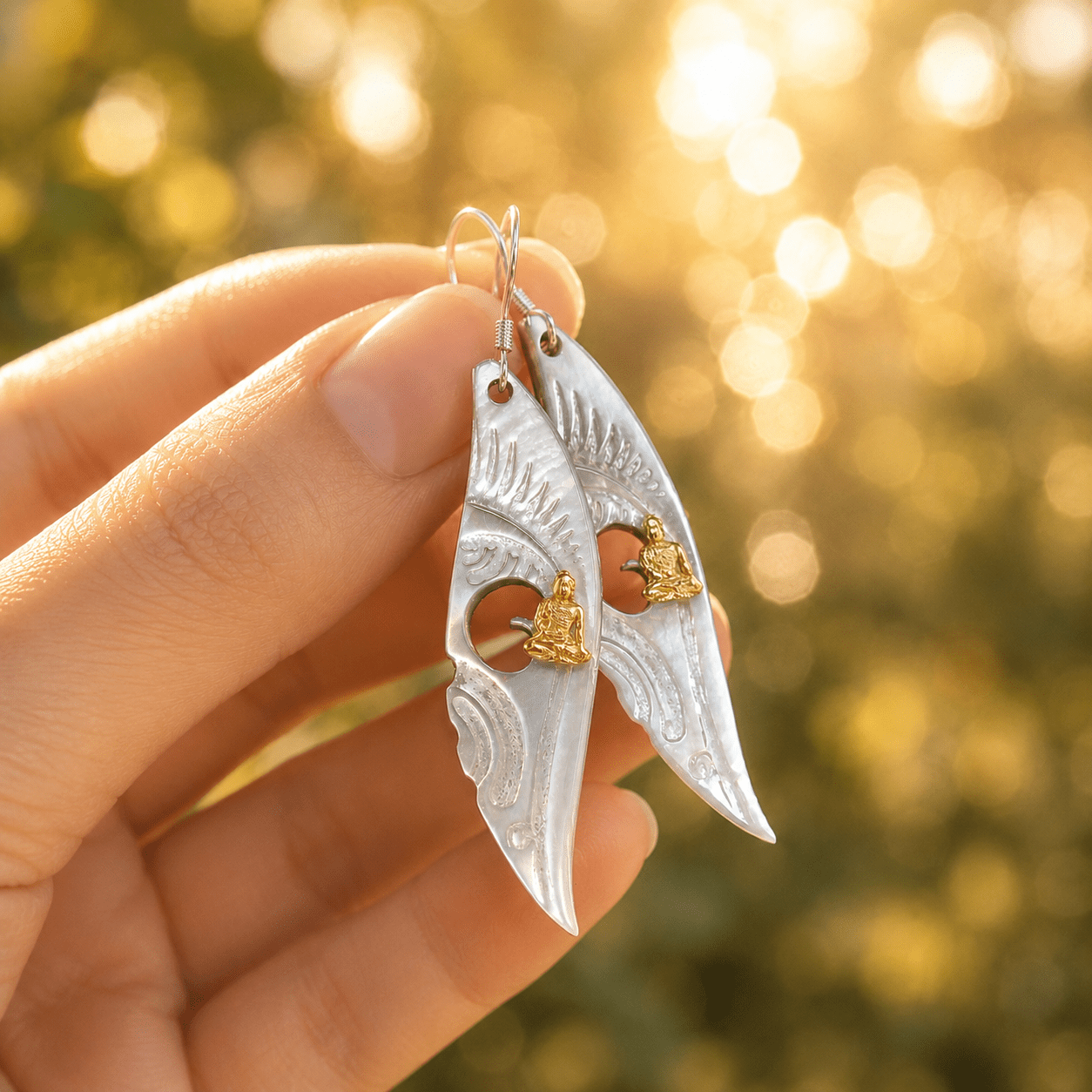 Meditating Buddha Mother-of-Pearl Earrings - ORMIRO