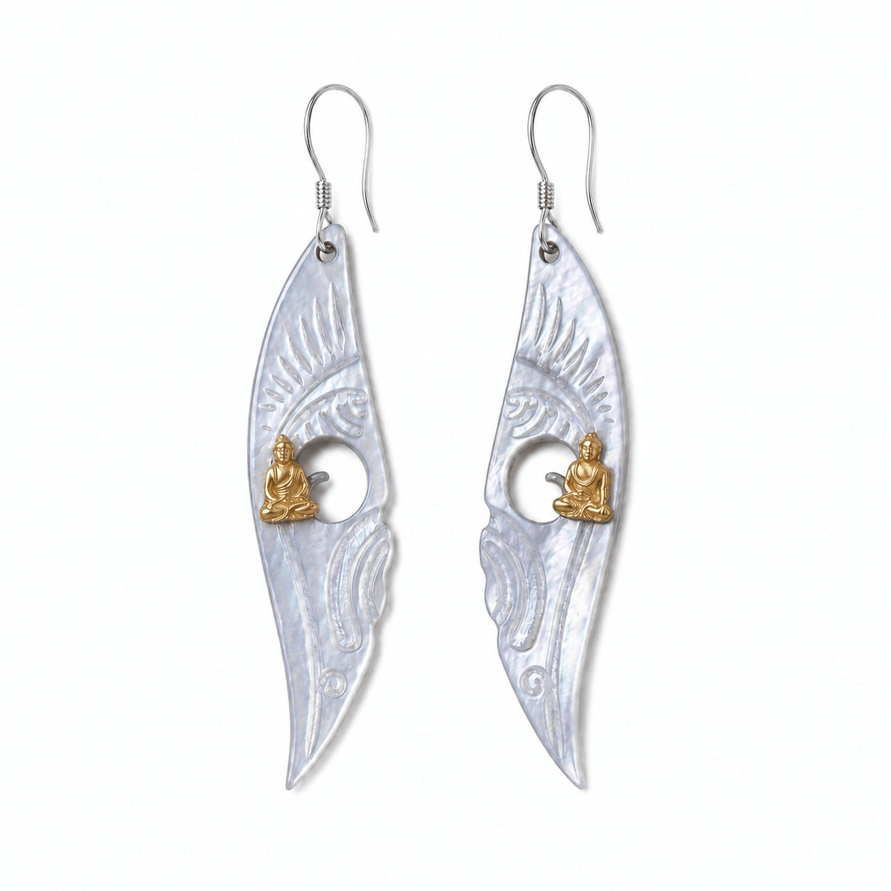 Meditating Buddha Mother-of-Pearl Earrings - ORMIRO