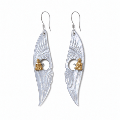 Meditating Buddha Mother-of-Pearl Earrings - ORMIRO