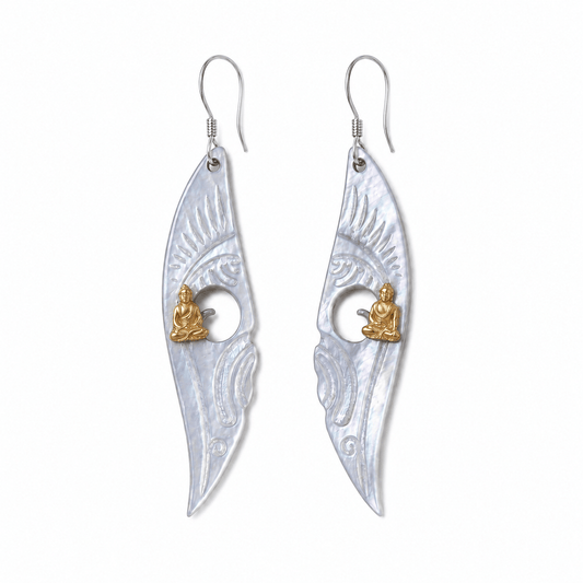 Meditating Buddha Mother-of-Pearl Earrings - ORMIRO