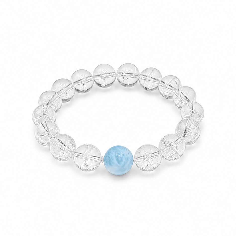 Mermaid's Tear Larimar & Clear Quartz Bracelet - ORMIRO