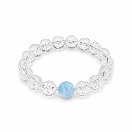 Mermaid's Tear Larimar & Clear Quartz Bracelet - ORMIRO