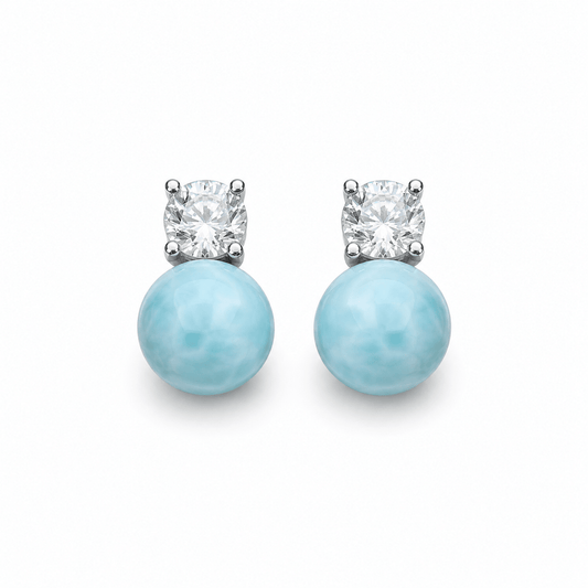 Mermaid's Tear Larimar Stud Earrings - ORMIRO