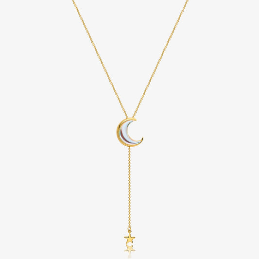 Moon and Star Lariat Necklace - ORMIRO