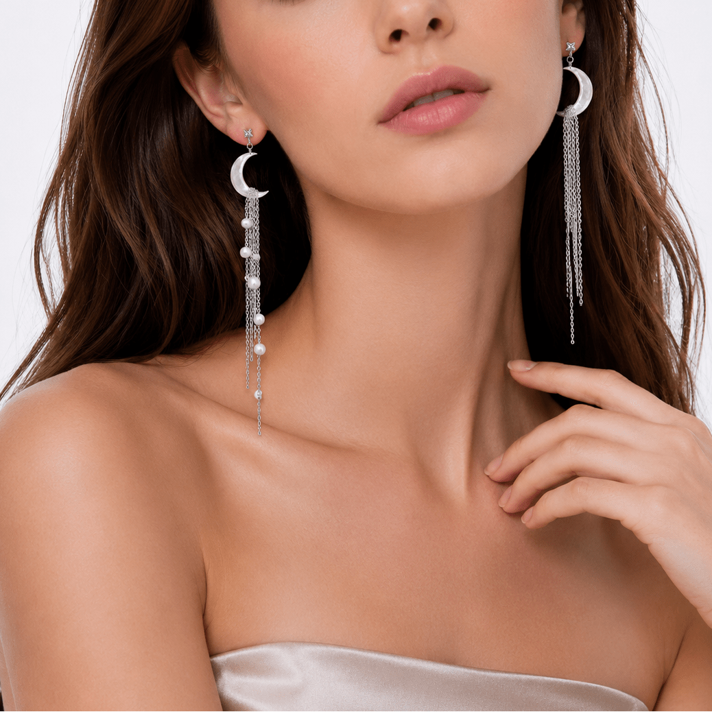 Moon Cascade Mother-of-Pearl Earrings - ORMIRO