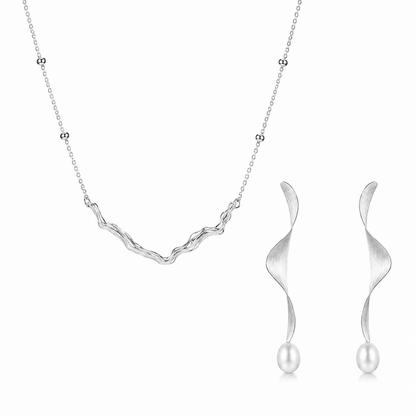 Moontide Sterling Silver Necklace & Earrings Jewelry Set - ORMIRO
