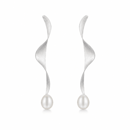 Moontide Sterling Silver Pearl Drop Earrings - ORMIRO