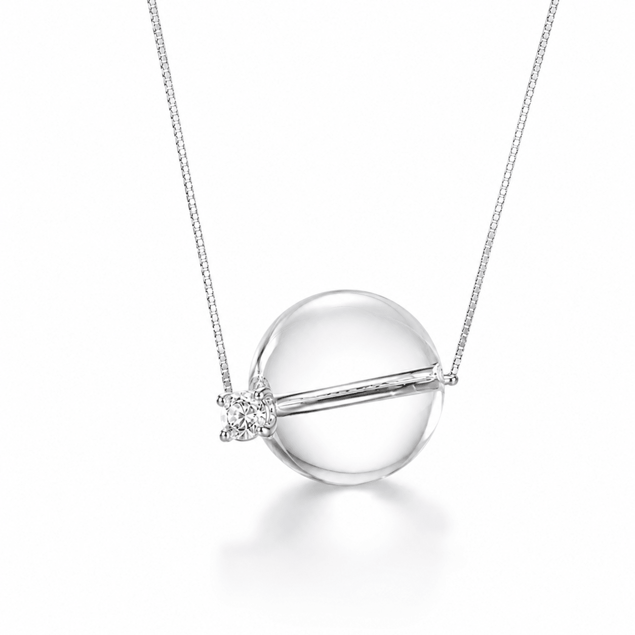 Morning Dew Clear Quartz Silver Necklace - ORMIRO