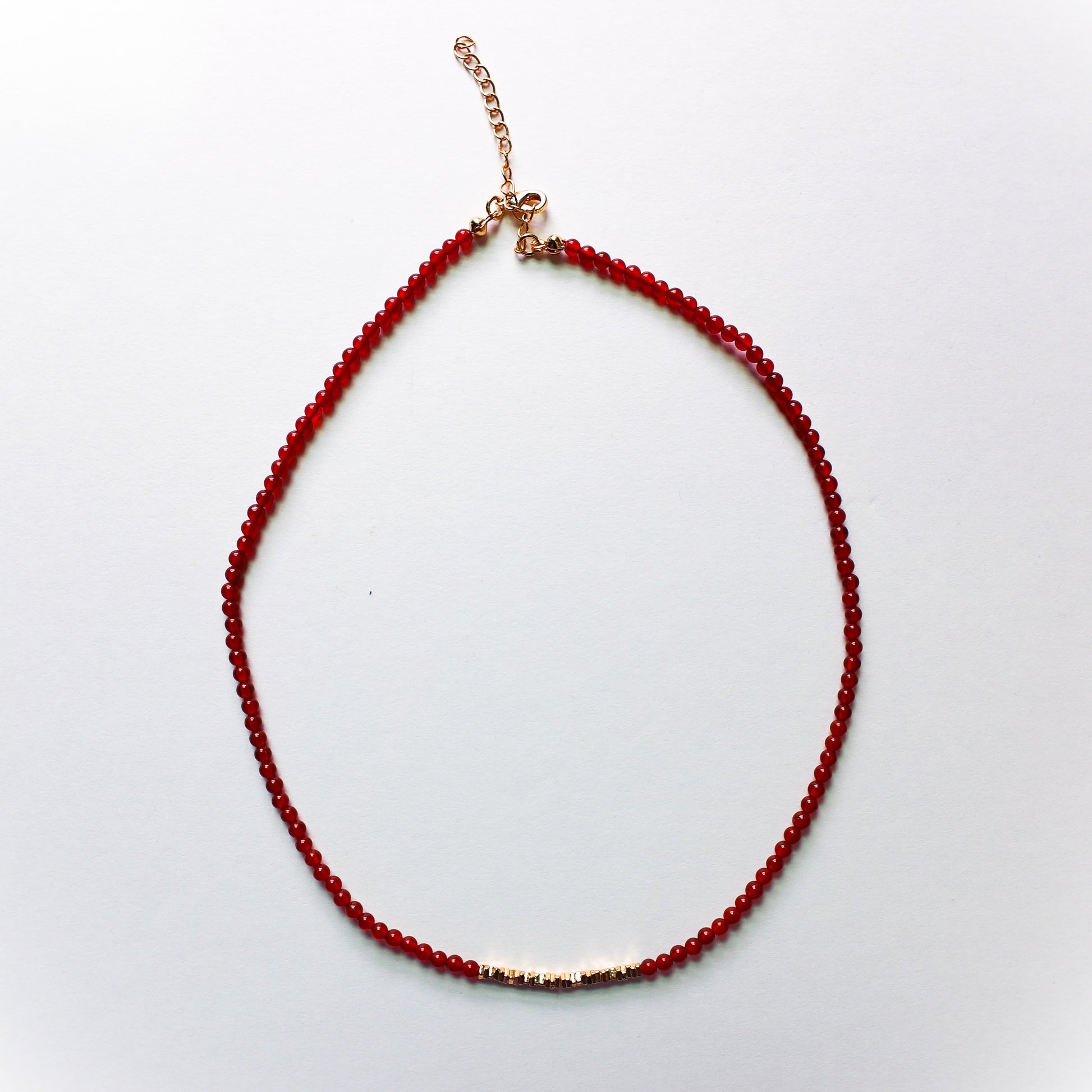 Navajo Red Agate and Golden Nugget Beaded Necklace - ORMIRO