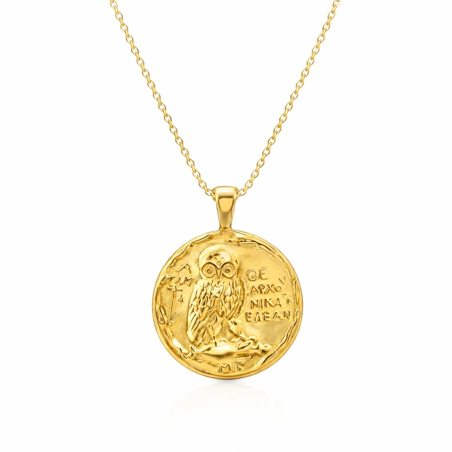 Athena's Owl Greek Coin Necklace