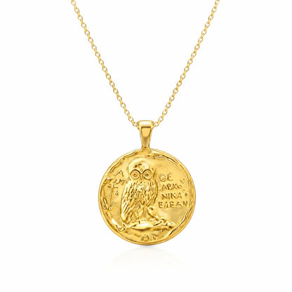 Athena's Owl Greek Coin Necklace