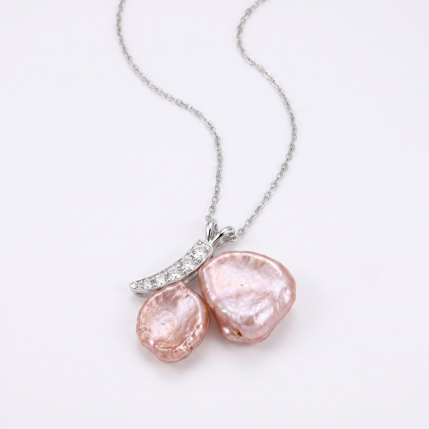Aphrodite Blush Pearl & Silver Butterfly Necklace