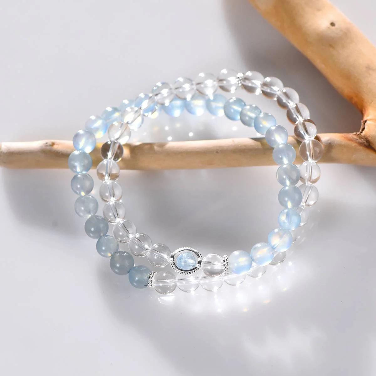 Ocean Breeze Clear Quartz & Aquamarine Wrap Bracelet - ORMIRO