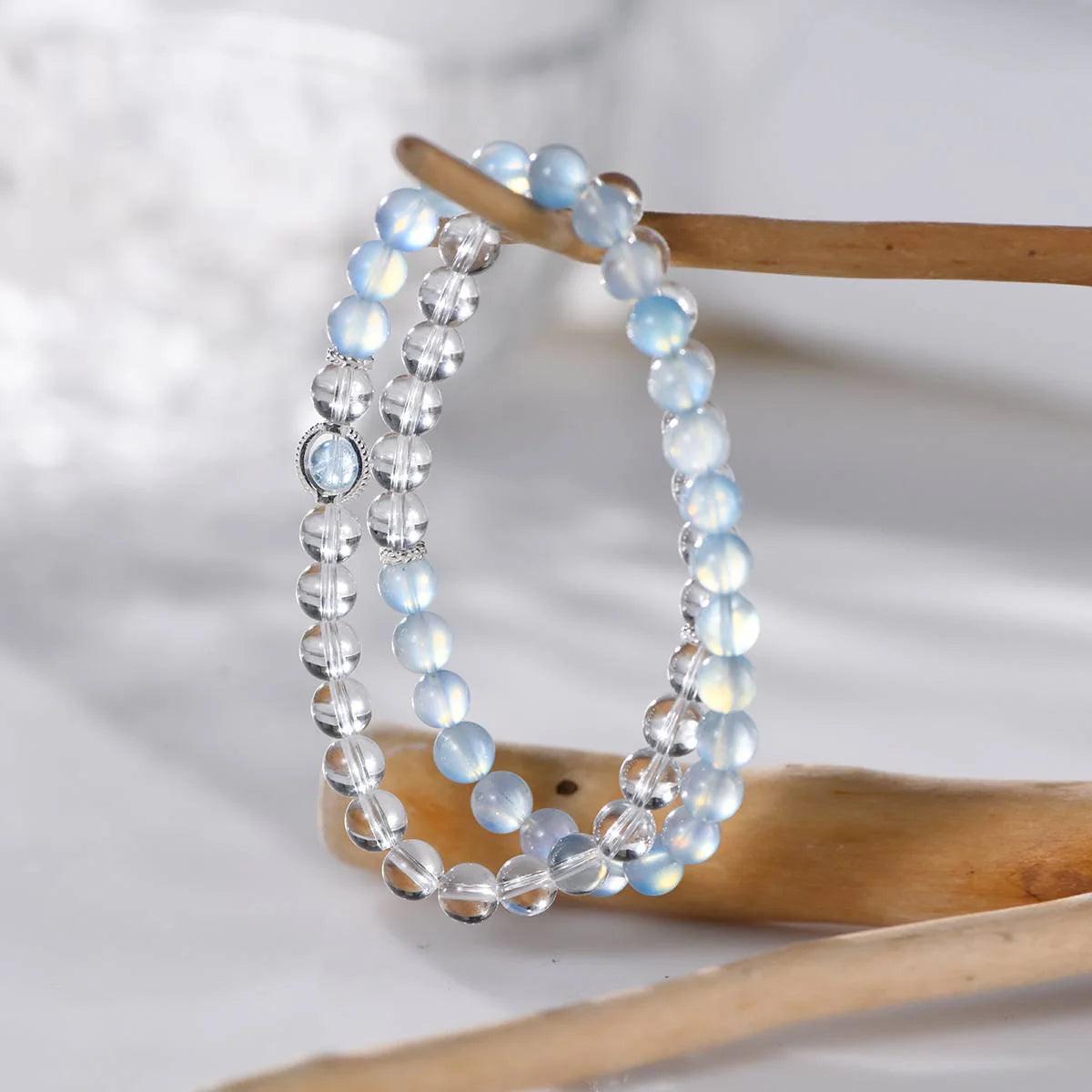 Ocean Breeze Clear Quartz & Aquamarine Wrap Bracelet - ORMIRO