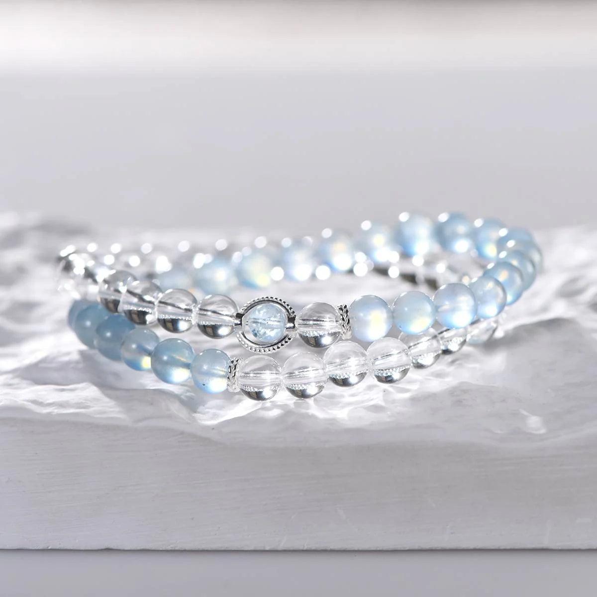 Ocean Breeze Clear Quartz & Aquamarine Wrap Bracelet - ORMIRO