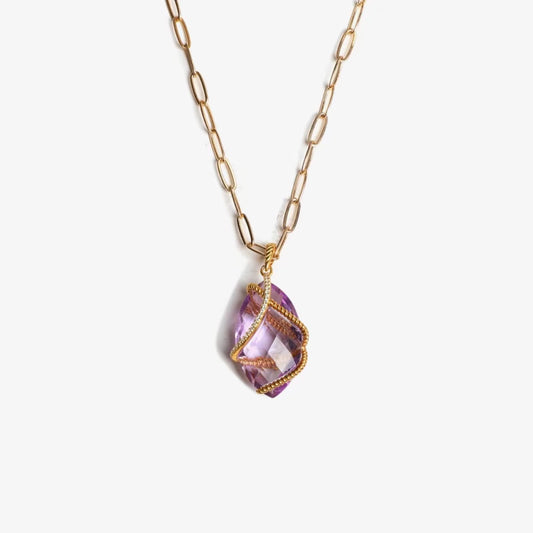 Omphalos Wrapped Amethyst Necklace - ORMIRO