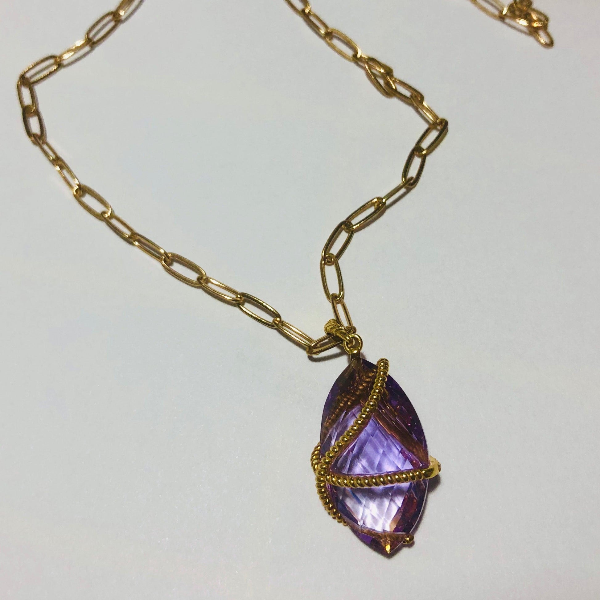 Omphalos Wrapped Amethyst Necklace - ORMIRO