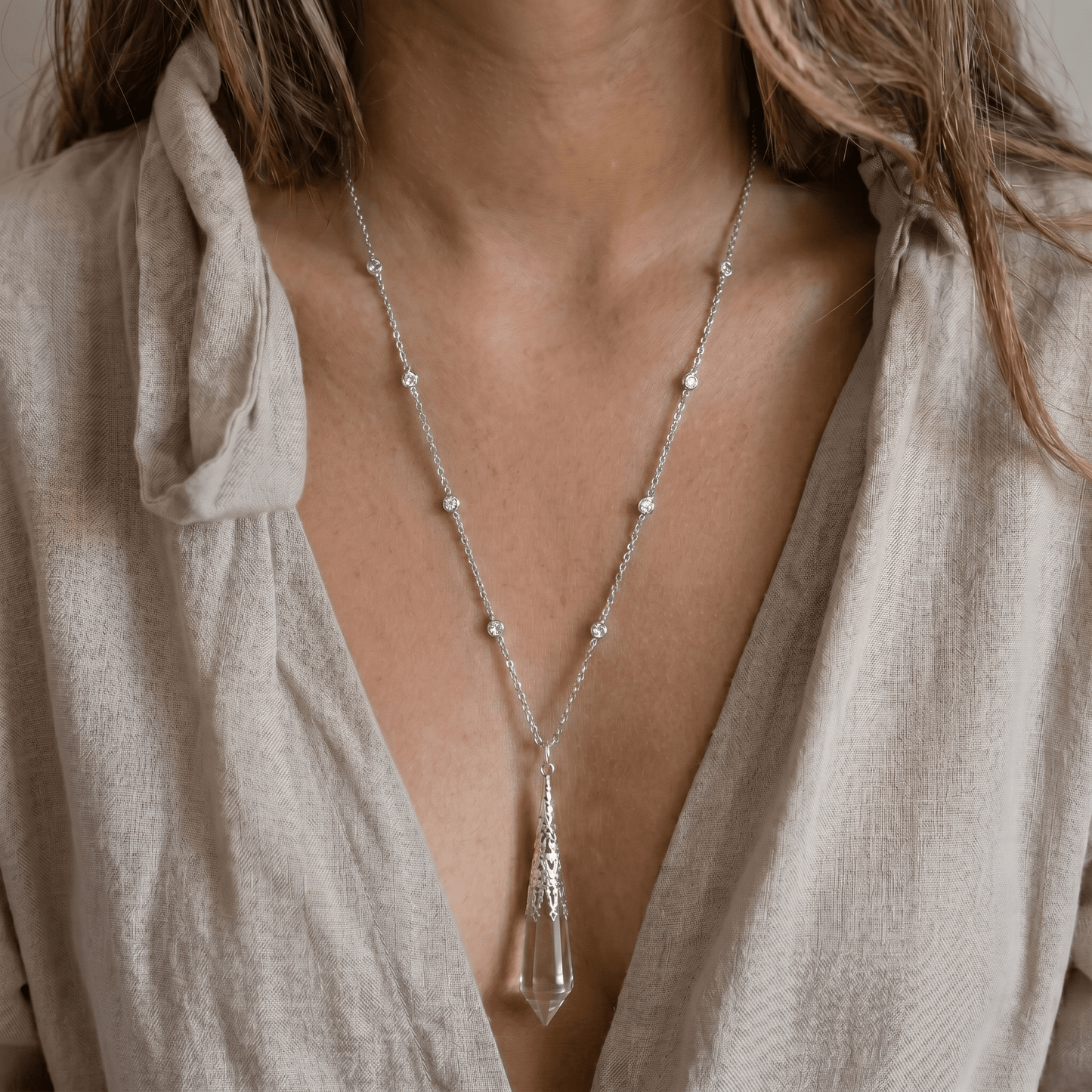 Oracle of Light Clear Quartz Crystal Pendulum Pendant - ORMIRO