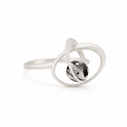 Orbit Black Rutilated Quartz & Sterling Silver Ring - ORMIRO