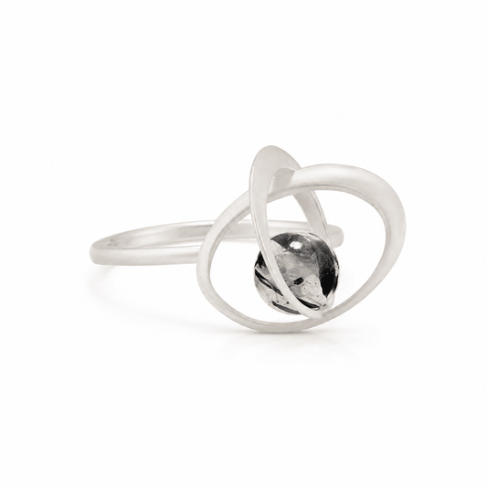 Orbit Black Rutilated Quartz & Sterling Silver Ring - ORMIRO