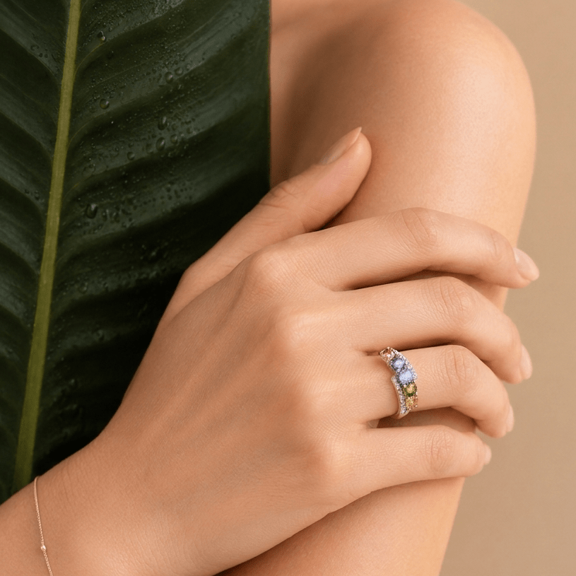 Pocket Rainbow Tourmaline Gemstone Ring - ORMIRO