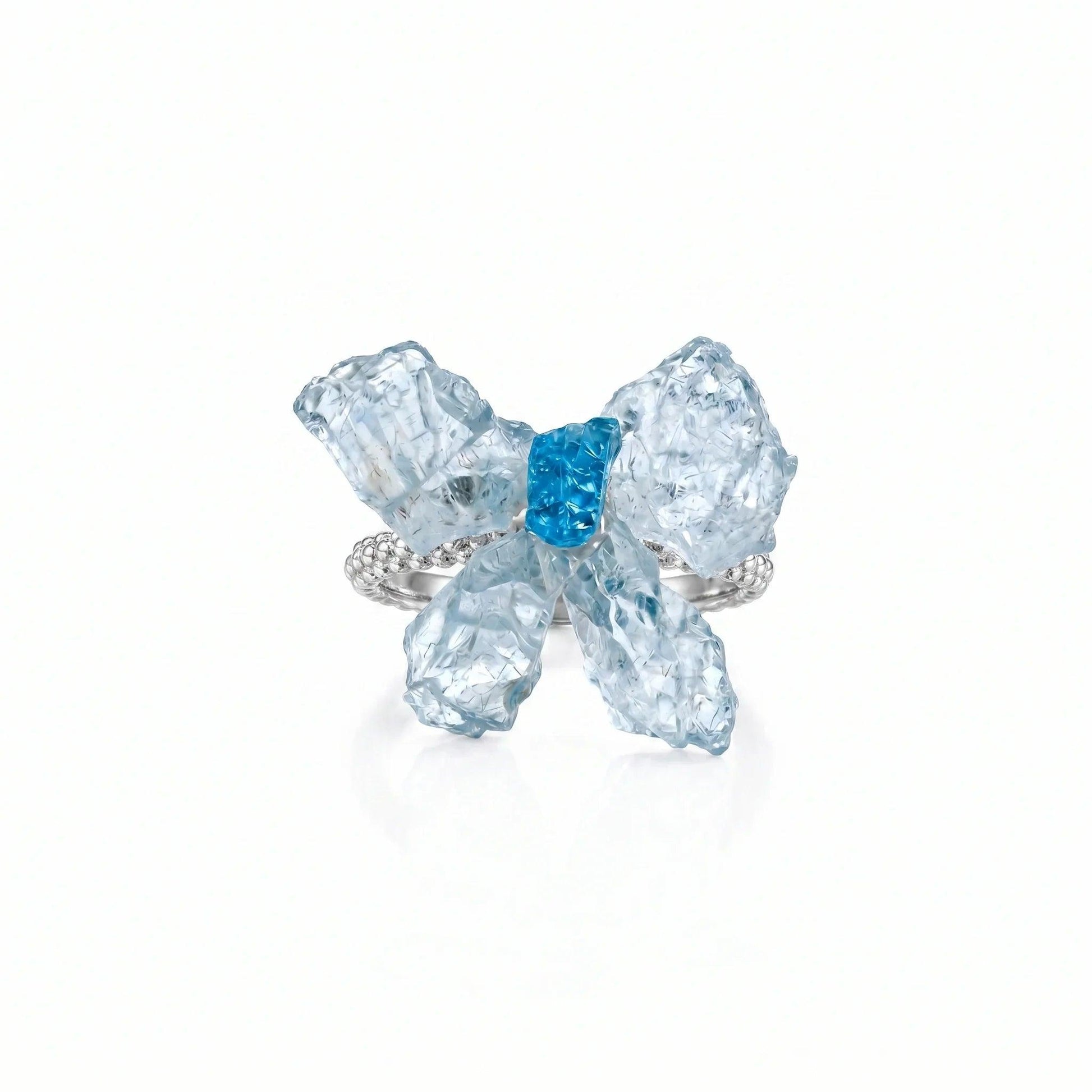Psyche Aquamarine & Blue Apatite Butterfly Ring - ORMIRO