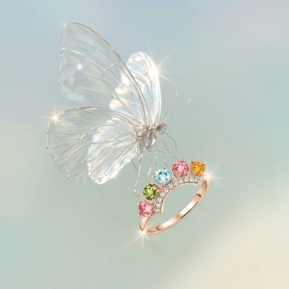 Rainbow Crown Tourmaline Gemstone Ring - ORMIRO