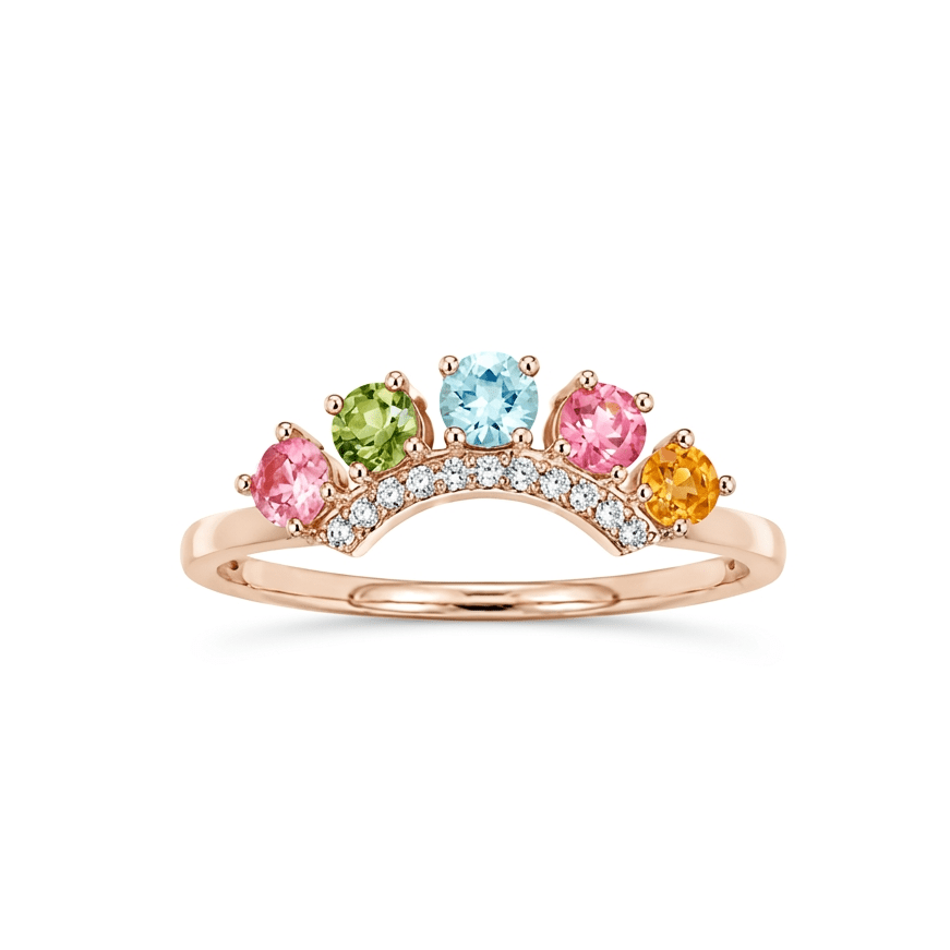 Rainbow Crown Tourmaline Gemstone Ring - ORMIRO