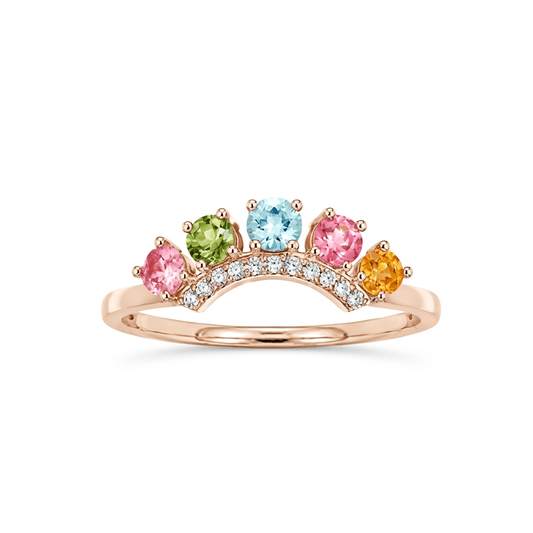 Rainbow Crown Tourmaline Gemstone Ring - ORMIRO