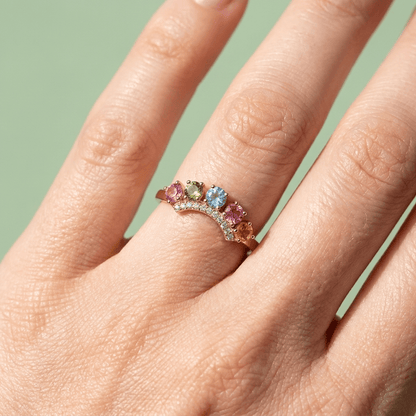 Rainbow Crown Tourmaline Gemstone Ring - ORMIRO