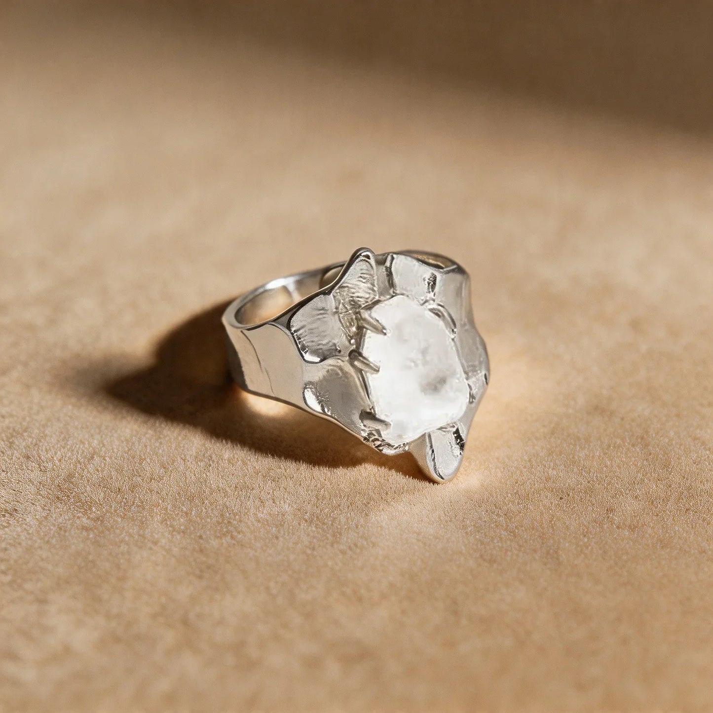 Glacier Clear Quartz Silver Ring