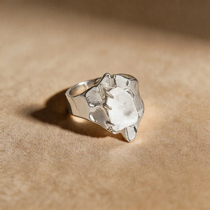 Glacier Clear Quartz Silver Ring