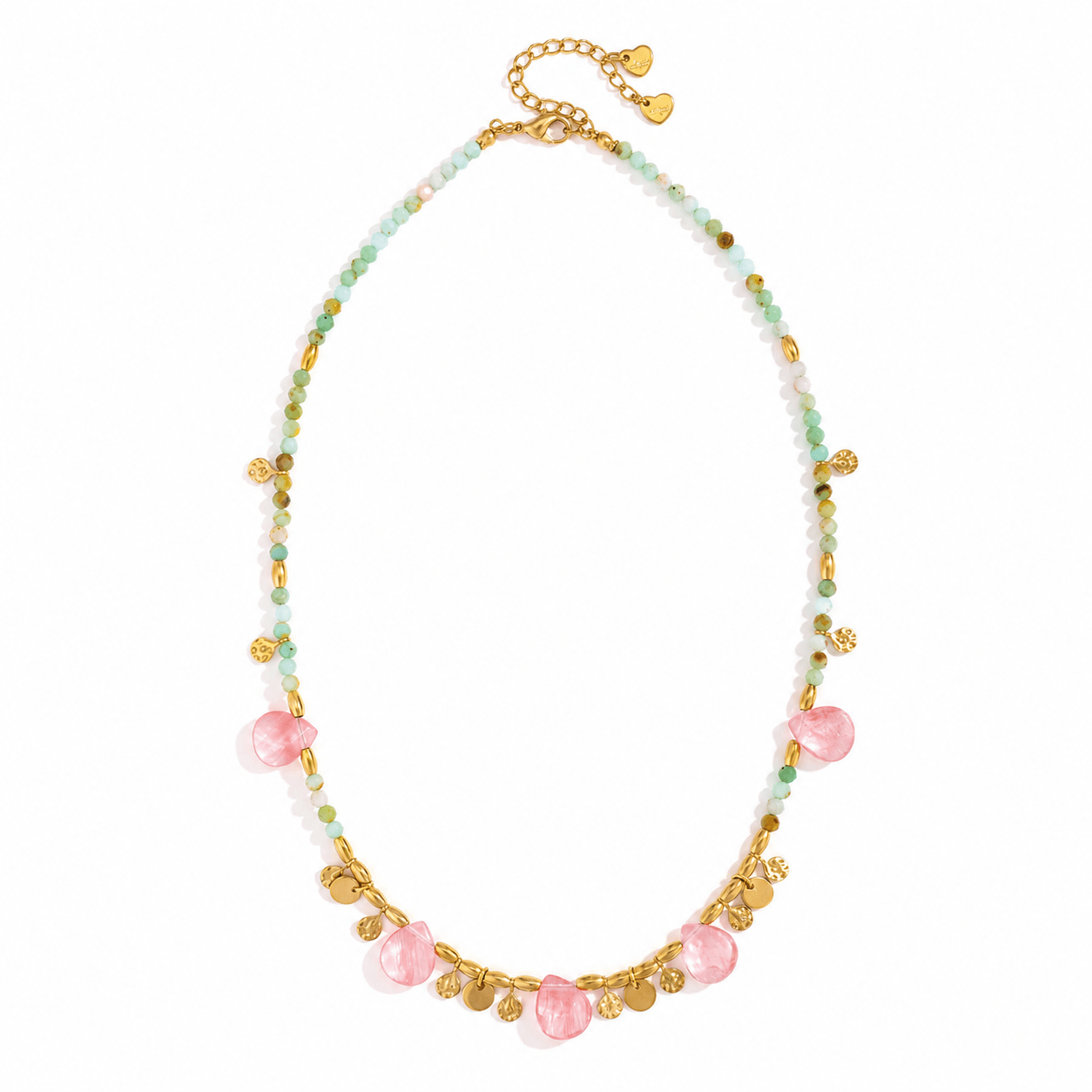 Salt & Petals Australian Jade & Watermelon Quartz Beaded Gemstone Necklace - ORMIRO
