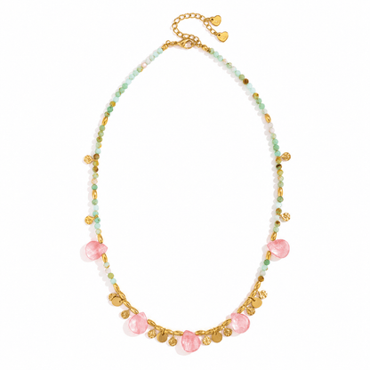 Salt & Petals Australian Jade & Watermelon Quartz Beaded Gemstone Necklace - ORMIRO