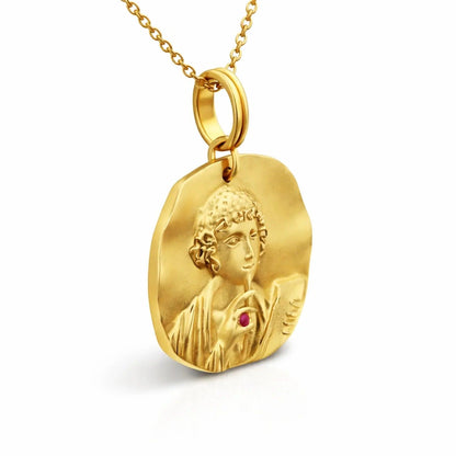 Sappho The Poetess Gold Vermeil Medallion Necklace - ORMIRO
